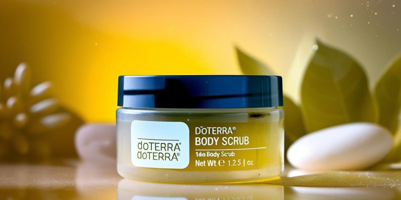 doterra Body scrub laut dem Bild soll in einem Welnesshintergrund eingebettet werden.